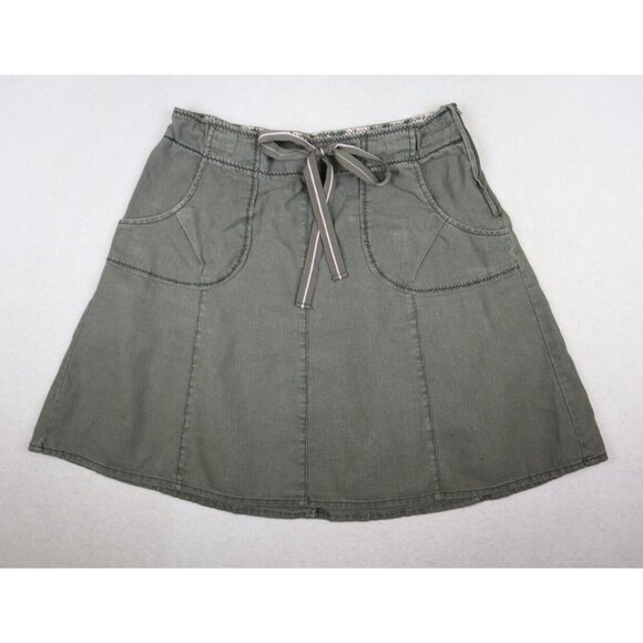 L.O.G.G H&M - WOMEN'S GREEN A-LINE LINEN BLEND KNEE LENGTH SKIRT SIZE 10 - FLAWS - Picture 2 of 11